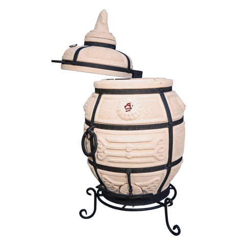 Ceramic Tandoor Grill with Stand, 82L Capacity, 10 Skewers, HOBi.LT Outdoor Barbecue Oven, 137.5 kg
