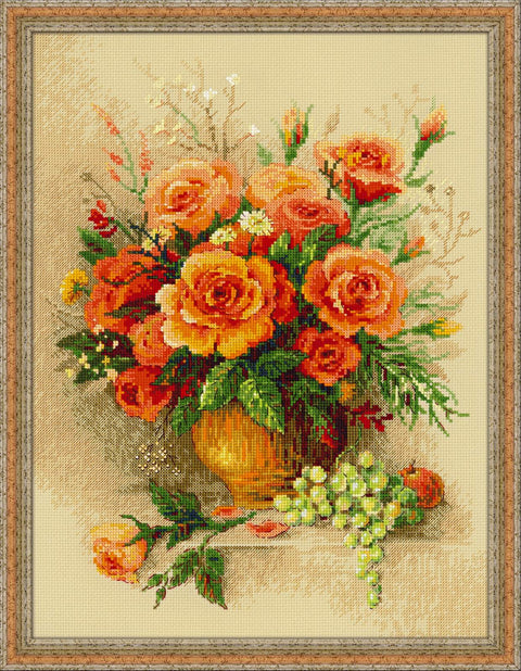 Tea Roses - Cross Stitch Kit from RIOLIS Ref. no.:100/049