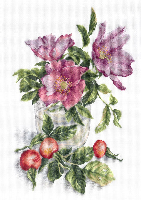 Tender Dogrose SNV-565 cross stitch kit by MP Studio