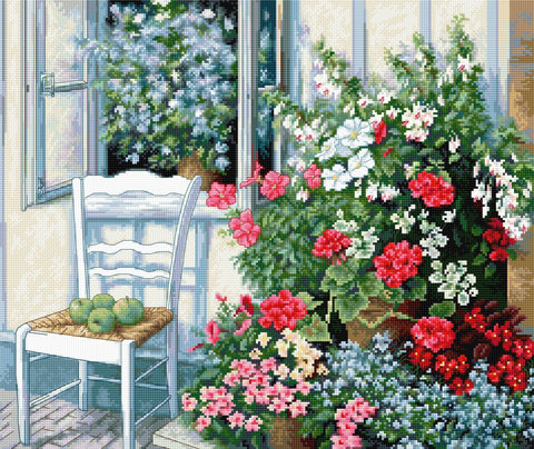 Terrace with Flowers SBU4017 - Cross Stitch Kit