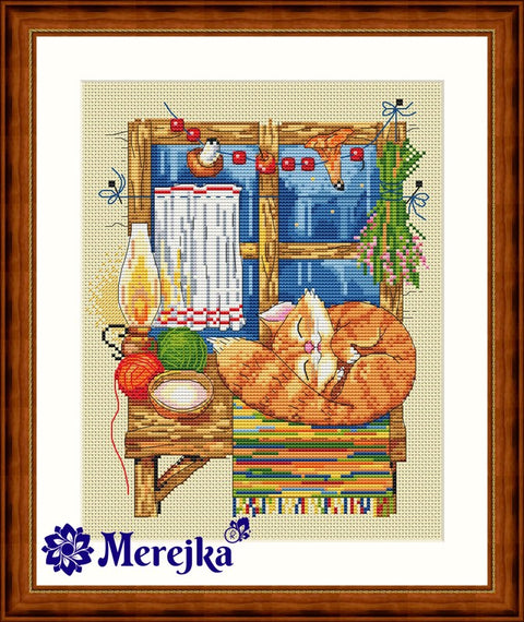 The Cat SK08 cross stitch kit by Merejka