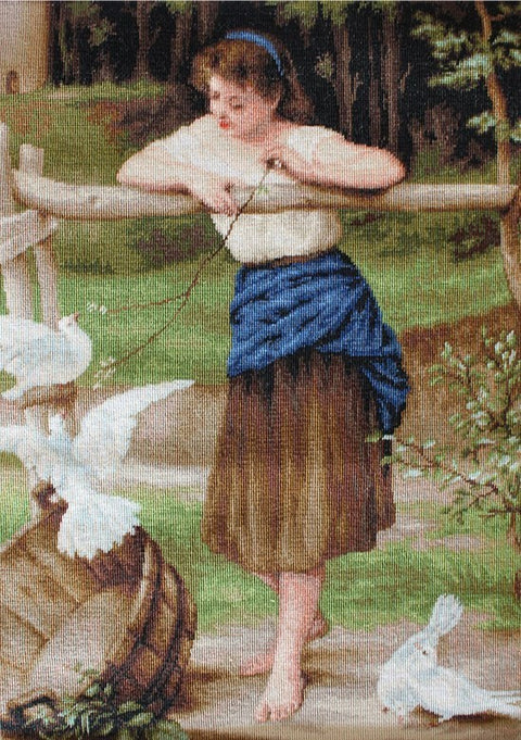 The Girl Playing with Pigeons SB516 - Cross Stitch Kit