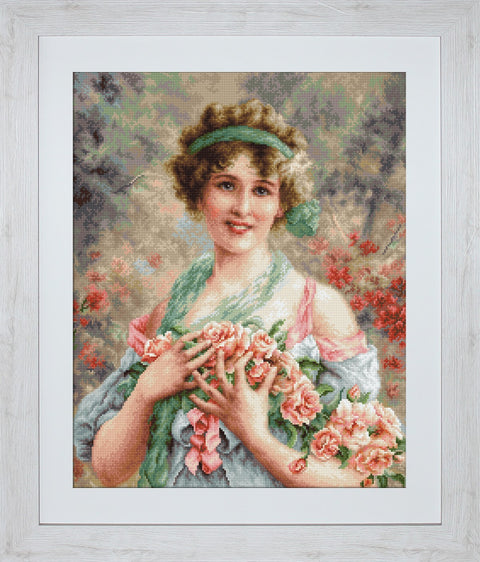 The Girl with Roses SG553 - Cross Stitch Kit by Luca-s