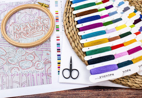 LetiStitch Cross Stitch Kit, The Magic Dragon, 34 x 27 cm, Zweigart Aida 16ct, 100% Luca-S Cotton Threads, Col. 66