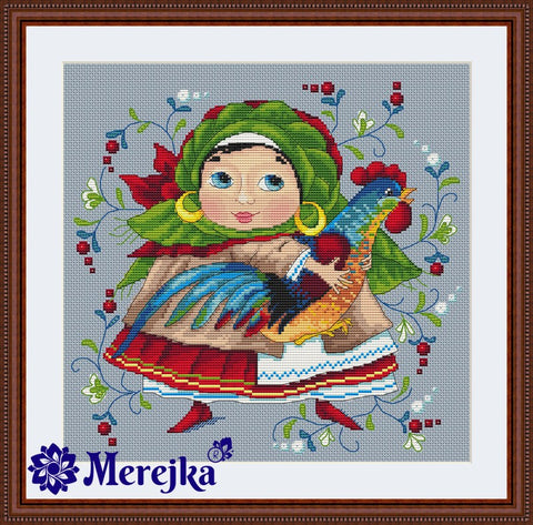 The Rooster SK11 cross stitch kit by Merejka