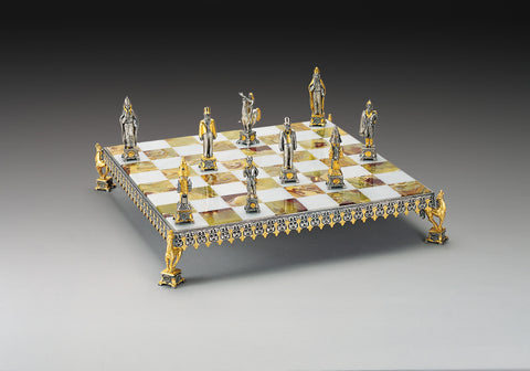 THE RUSSIAN REVOLUTION of 1917: Luxurious Chess Set from Bronze finished using Real 24k Gold