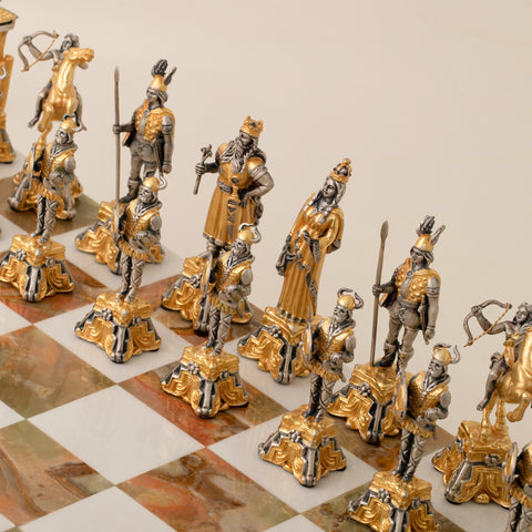 The Vikings: Luxurious Chess Set From Bronze Finished Using Real 24k Gold