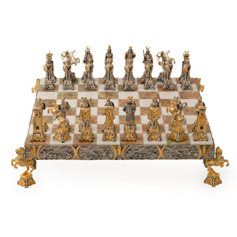 The Vikings: Luxurious Chess Set From Bronze Finished Using Real 24k Gold