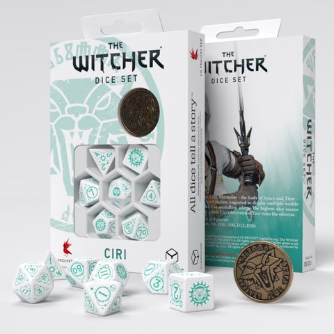 Witcher Dice Set Ciri The Law of Surprise white and turquise