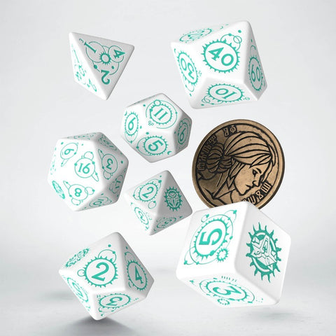 Witcher Dice Set Ciri The Law of Surprise white and turquise