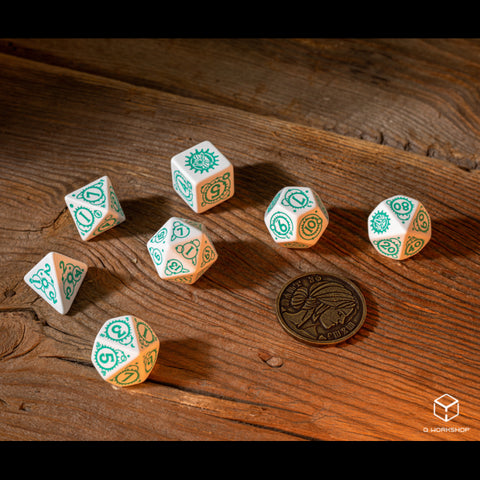 Witcher Dice Set Ciri The Law of Surprise white and turquise