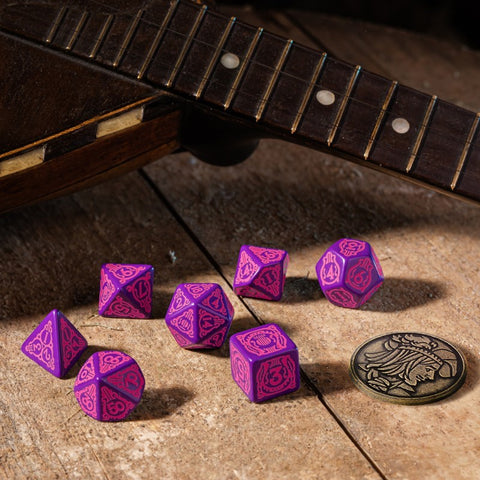 The Witcher Dandelion Dice Set purple and pink