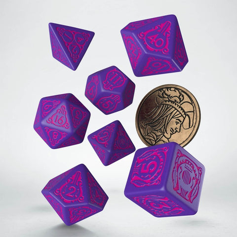 The Witcher Dandelion Dice Set purple and pink