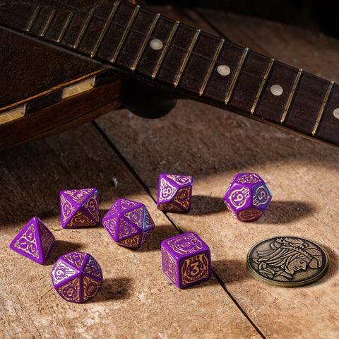 The Witcher Dice Set Dandelion Viscount de Lettenhove Violet and gold