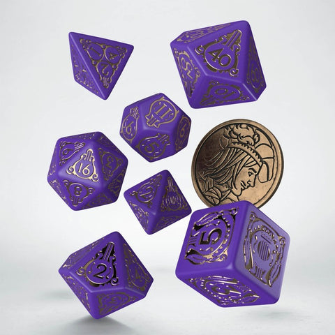 The Witcher Dice Set Dandelion Viscount de Lettenhove Violet and gold