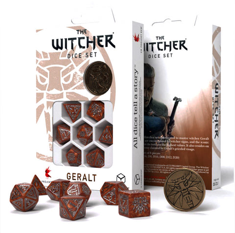 The Witcher Geralt Dice Set caramel and silver