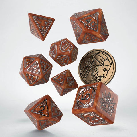 The Witcher Geralt Dice Set caramel and silver