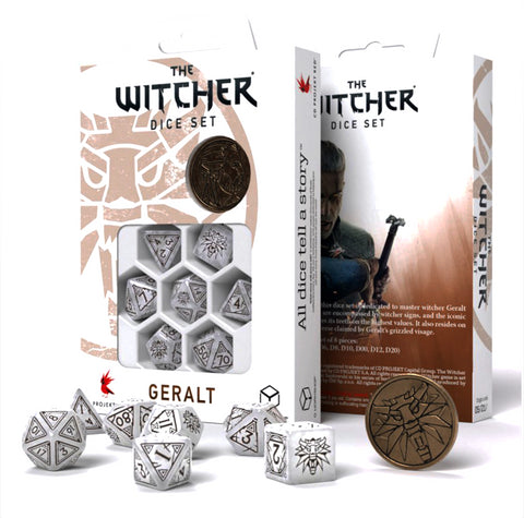 The Witcher Geralt Dice Set pearl and brown