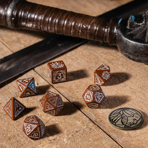 The Witcher Geralt Dice Set brown and silver