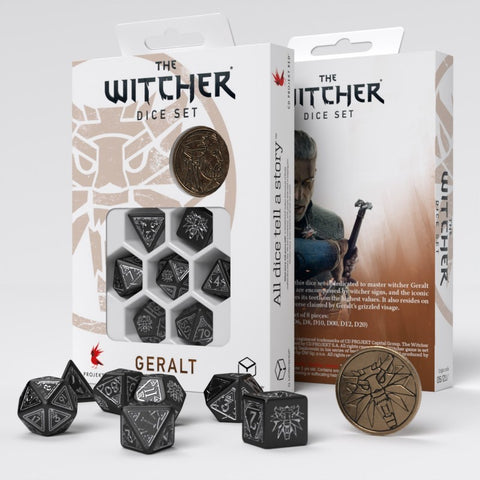 The Witcher Dice Set Geralt Silver Sword black and silver