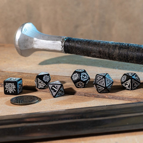 The Witcher Dice Set Geralt Silver Sword black and silver