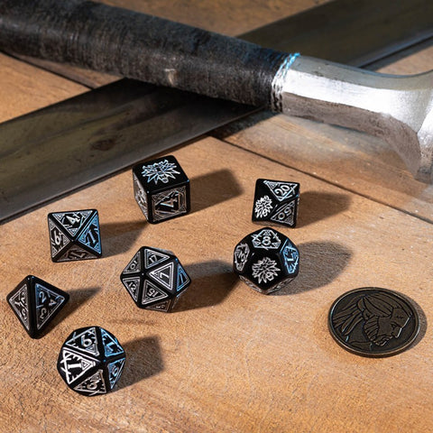 The Witcher Dice Set Geralt Silver Sword black and silver