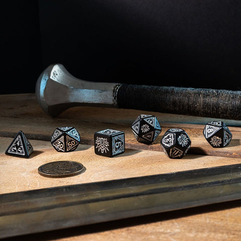 The Witcher Dice Set Geralt Silver Sword black and silver