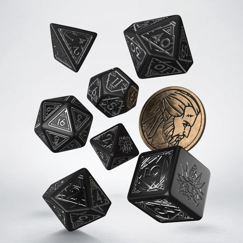 The Witcher Dice Set Geralt Silver Sword black and silver