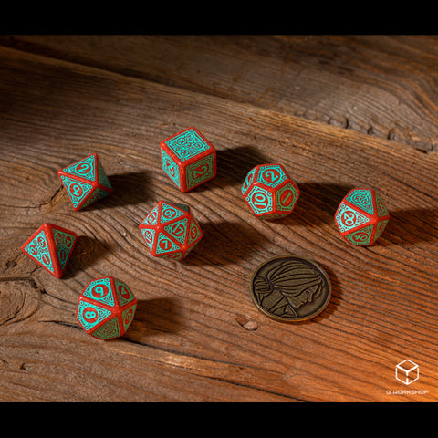 The Witcher Triss Dice Set red and turquoise