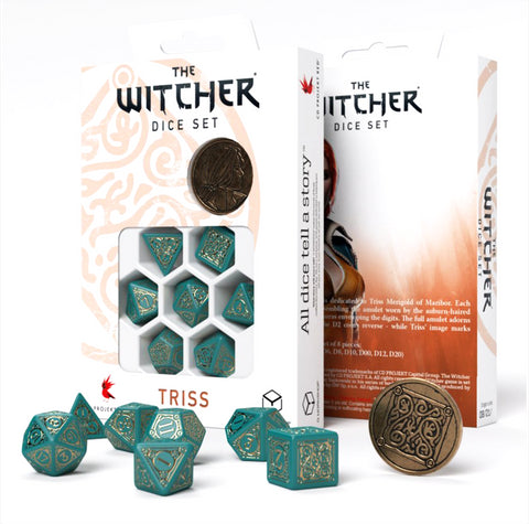 The Witcher Triss Dice Set turquoise and gold