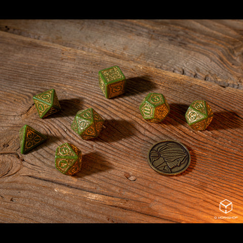 The Witcher Triss Dice Set green and gold Q workshop