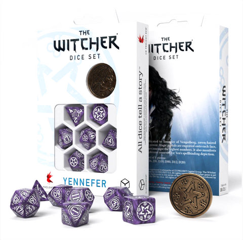 The Witcher Yennefer Dice Set lavender and white