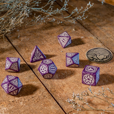 The Witcher Yennefer Dice Set lavender and white