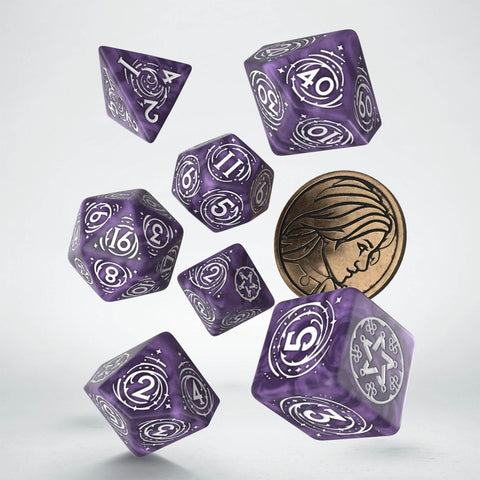 The Witcher Yennefer Dice Set lavender and white