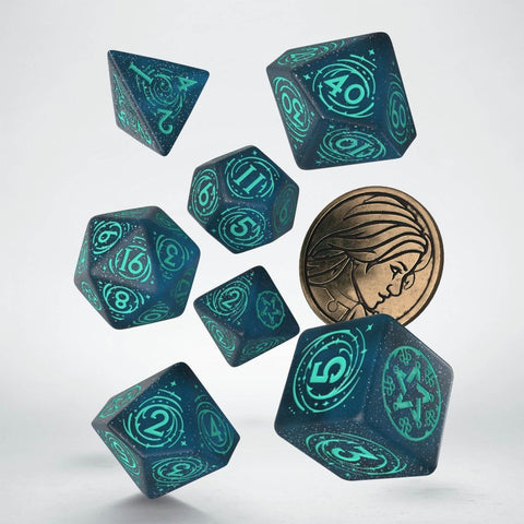 The Witcher Yennefer Dice Set navy blue and turquoise