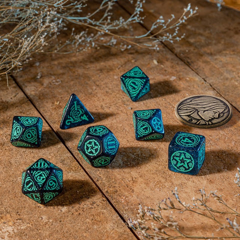 The Witcher Yennefer Dice Set navy blue and turquoise