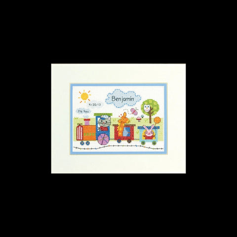 Train Birth Record (17.78 x 12.7 cm) - Cross Stitch Kit by DIMENSIONS