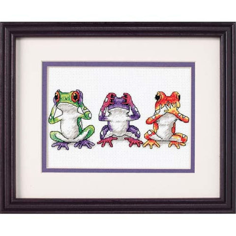 Tree Frog Trio (17 x 12 cm) - Cross Stitch Kit by DIMENSIONS