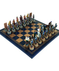 TROY BATTLE: Handpainted Chess Set with Leatherlike Chess Board