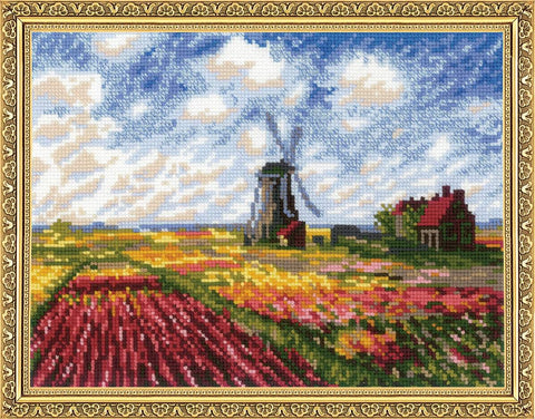 Tulip Fields after C. Monet's Painting - Cross Stitch Kit from RIOLIS Ref. no.:1643