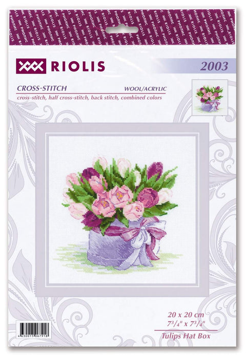 Tulips Hat Box. Cross Stitch kit by RIOLIS Ref. no.: 2003