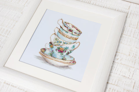 Turquoise Tea Cups SBA2325 - Cross Stitch Kit