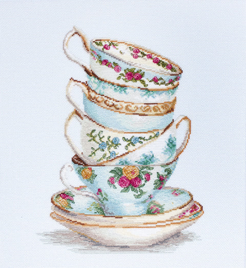 Turquoise Tea Cups SBA2325 - Cross Stitch Kit