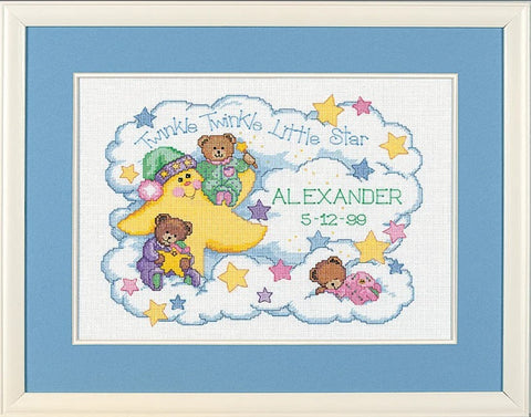 Twinkle Twinkle Birth Record (36 x 25 cm) - Cross Stitch Kit by DIMENSIONS