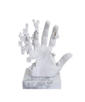 Pixel Hand Statue on Marble Base