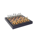 Unique Brass Chess Set with Leatherlike Chess Board/Box