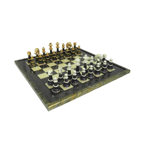 UNIQUE Solid Brass/Wood/Gold and Silver Chess Set