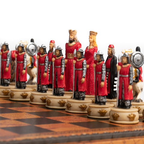 Unique Handpainted Chess Set with Leatherlike Chess Board+Box