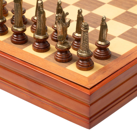 Unique MEDIEVAL Chess Set with wooden Chess Board/Box