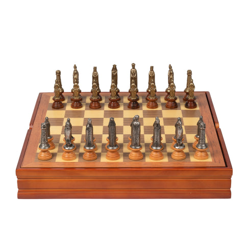 Unique MEDIEVAL Chess Set with wooden Chess Board/Box